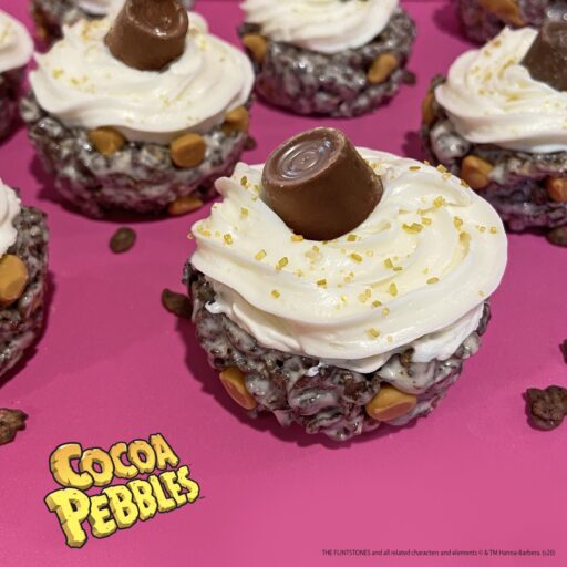 Caramel cocoa pebbles cereal cupcakes recipe