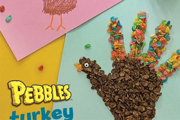 PEBBLES hand turkey craft