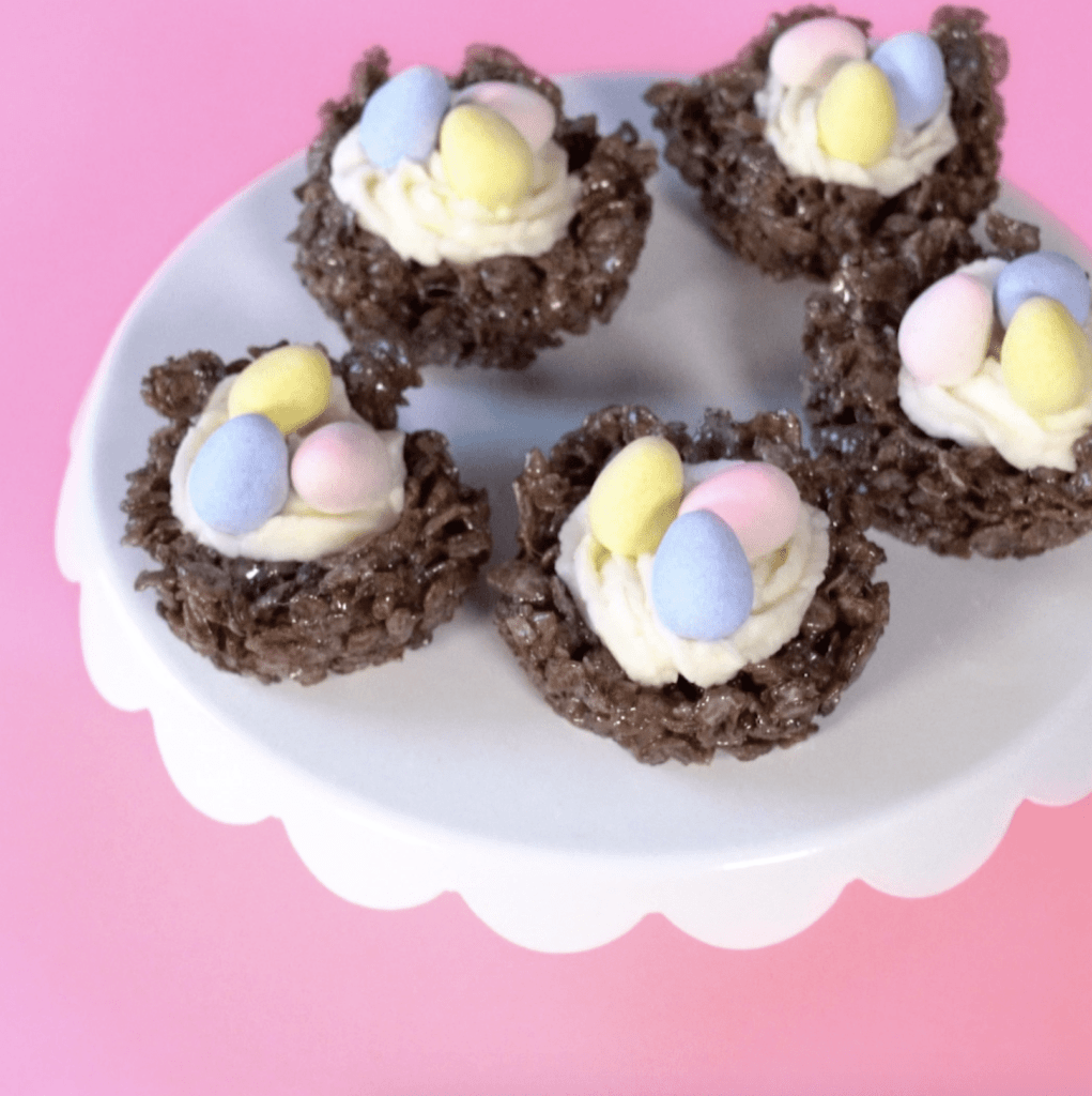 Cocoa PEBBLES Dessert Spring Nests recipe
