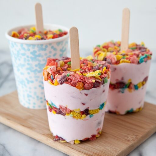 Fruity PEBBLES cereal yogurt popsicle